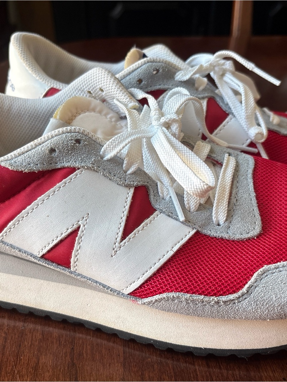 New Balance Kids Red and White Retro Runner Sneakers